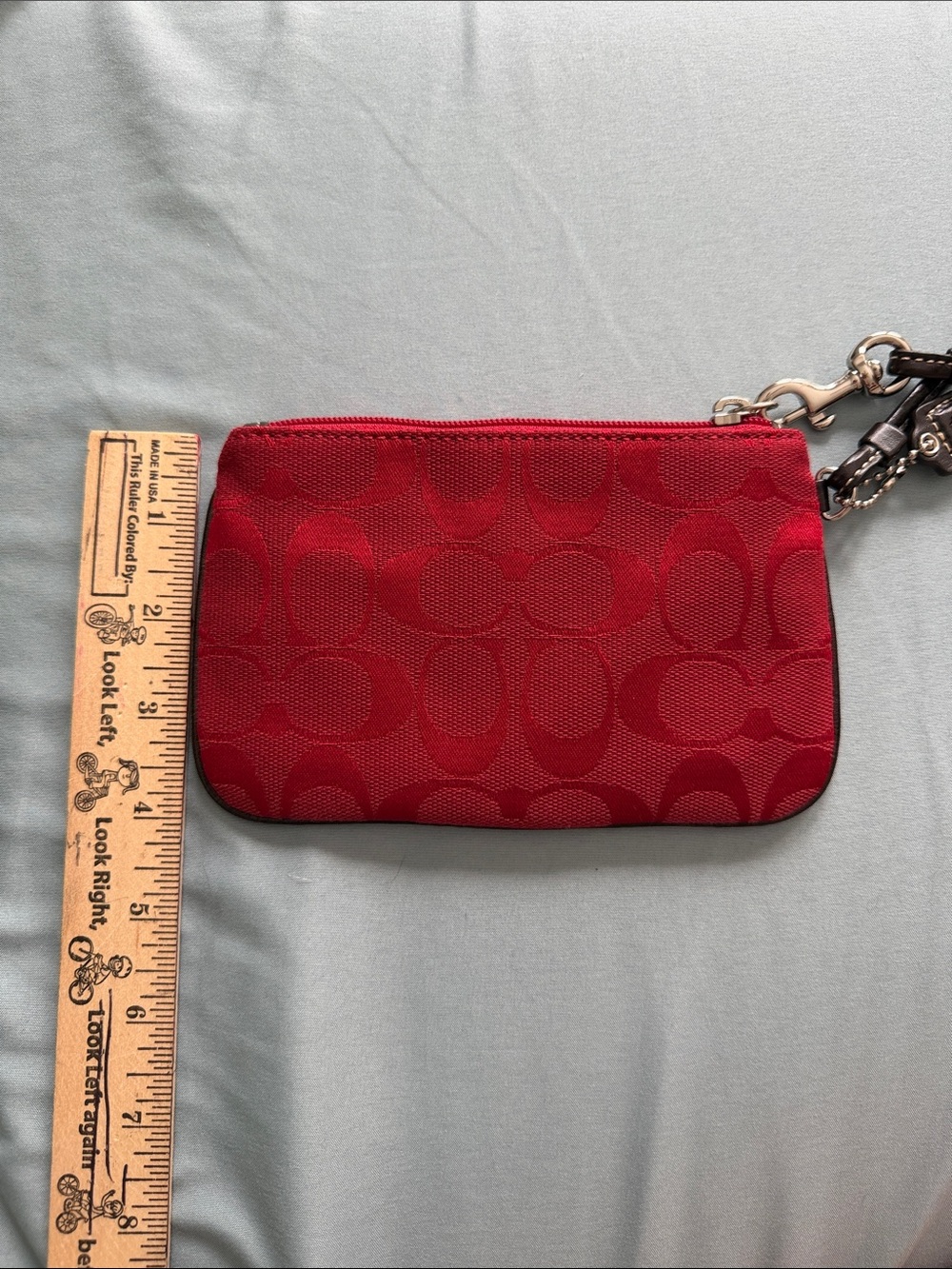 Coach Red Signature Wristlet with Dark Trim - Picture 7 of 7